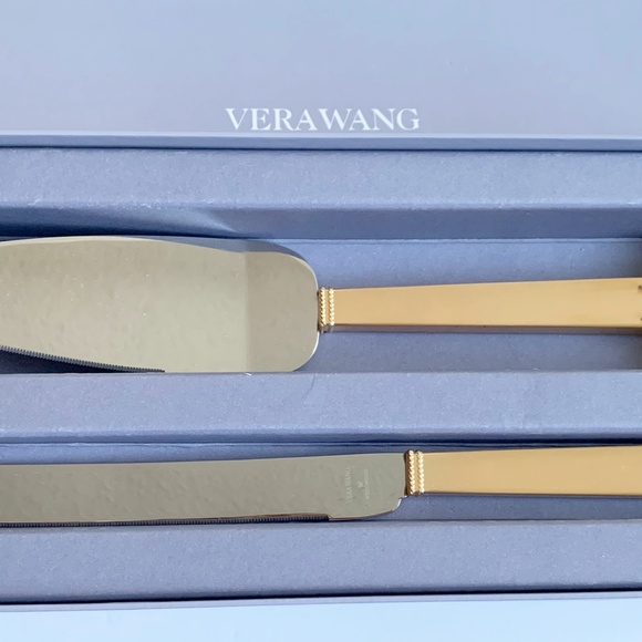 Vera Wang Wedgewood "Love Knots" Gold/Silver Cake Knife & Server Set - Picture 4 of 7